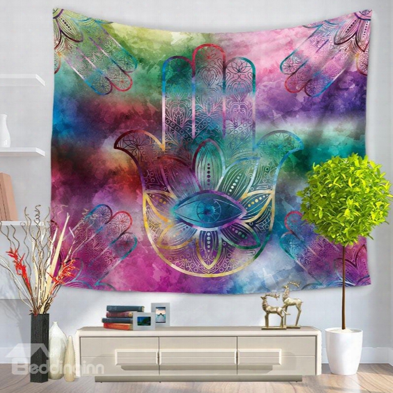 Colorful Palms And Floral Eye Pattern Ethnic Style Decorative Hanging Wall Tapestry