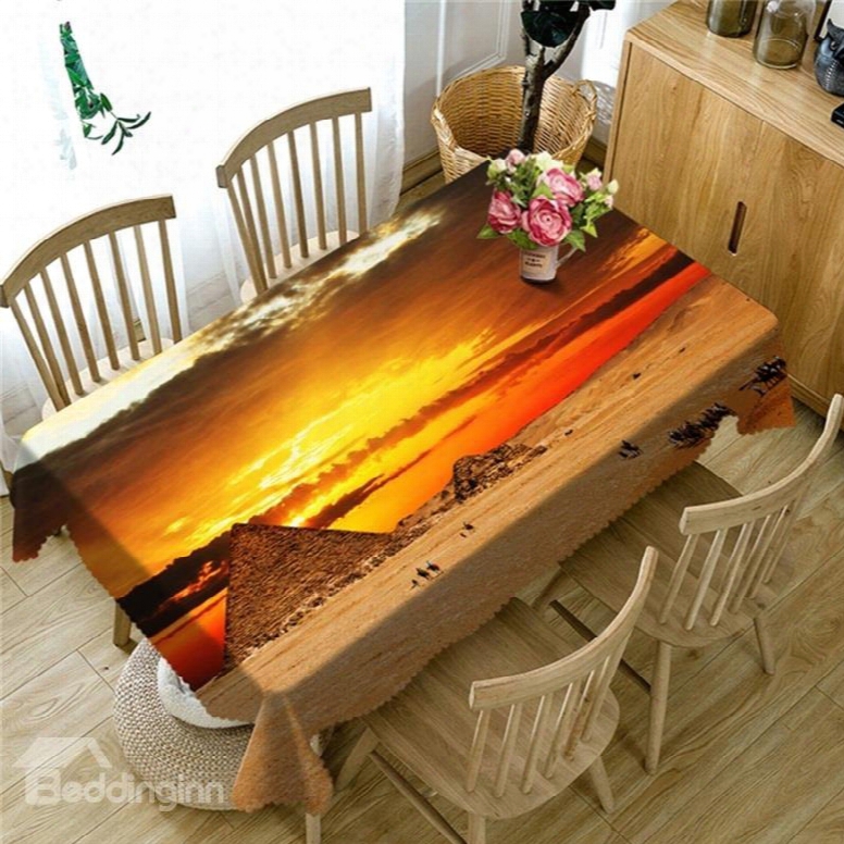 Creative And Artistic Golden Pyramid Printing Table Runner Cover Cloth