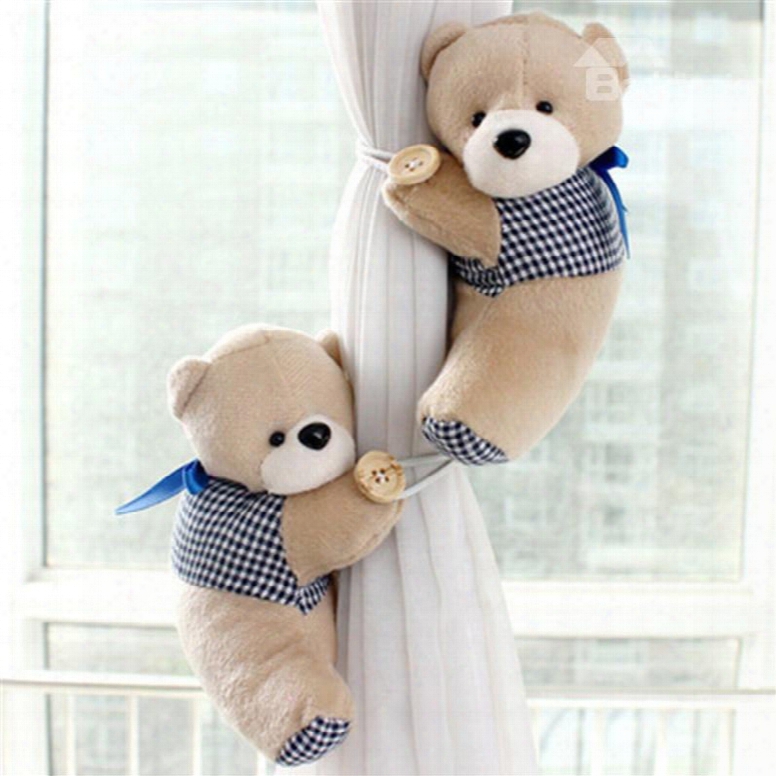Creative Plush Cartoon Bear Lovely Style One Pair Curtain Buckle Tie Backs