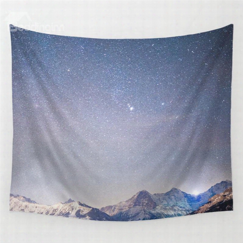 Dawn Glaxy Stars Twinkle And Mountain Climax Pattern Decorative Hanging Wall Tapestry