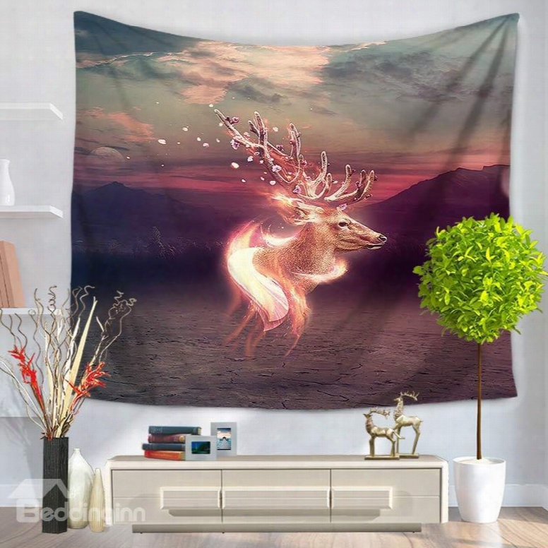 Disappearing Wapiti Over River Magical Decorative Hanging Wall Tapestry