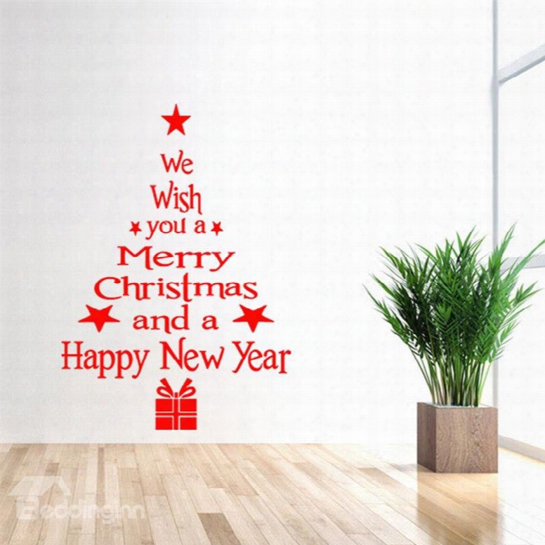 Durable Waterproof Letter Christmas Tree Pvc Kids Room Wall Stickers