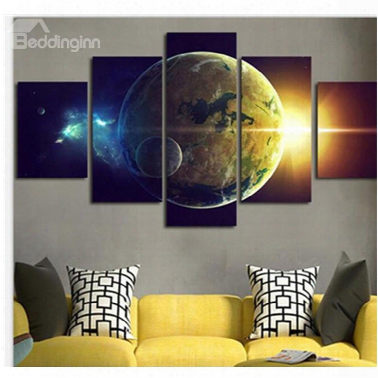 Earth And Shine Printed Hanging 5-piece Canvas Eco-friendly And Waterproof Non-framed Prints