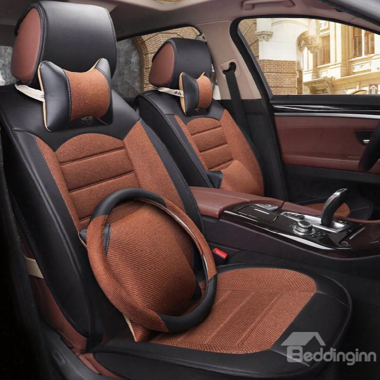 Elegant Comfottable Colorant Match Mixed Material Three Separate Set Universal Car Seat Covers