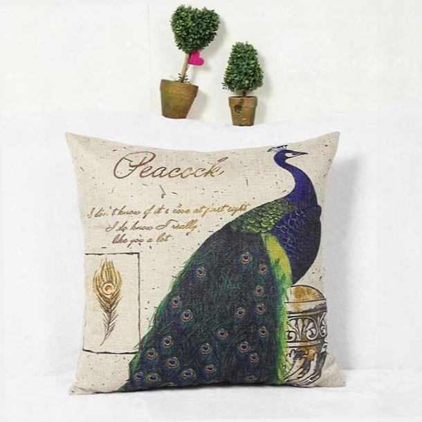 Elegant Vivid Peacock Reactive Printing Square  Put Pillow Case