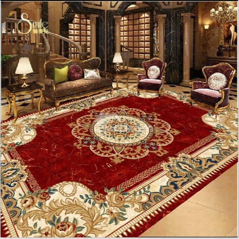 European Style Flower Print Area Rug Design Waterproof 3d Floor Murals