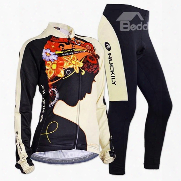 Female Quick-dry Sexy Women With Colorful Flowers Breathable Long Sleeve Cycling Suit