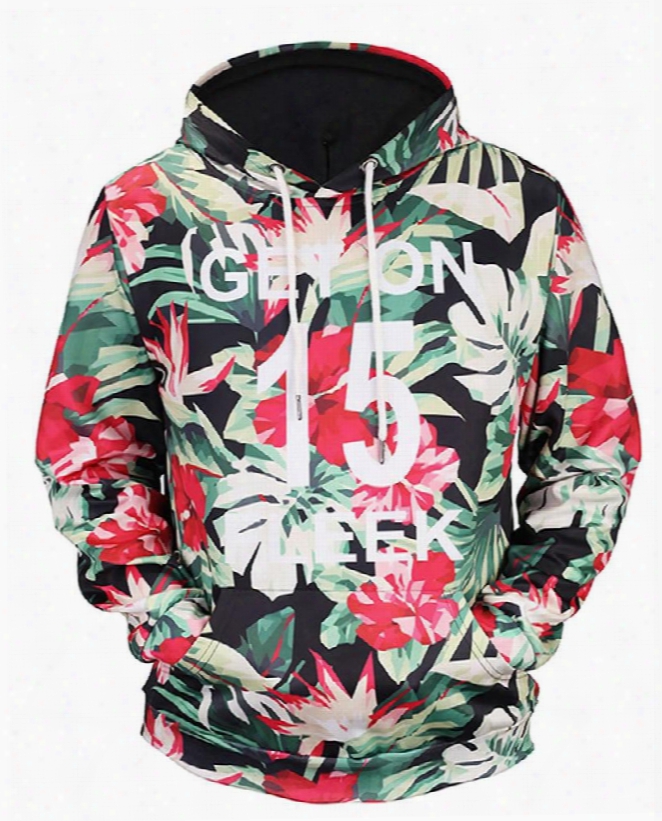 Floral Number 15 Long Sleeve 3d Pattern Hoodie