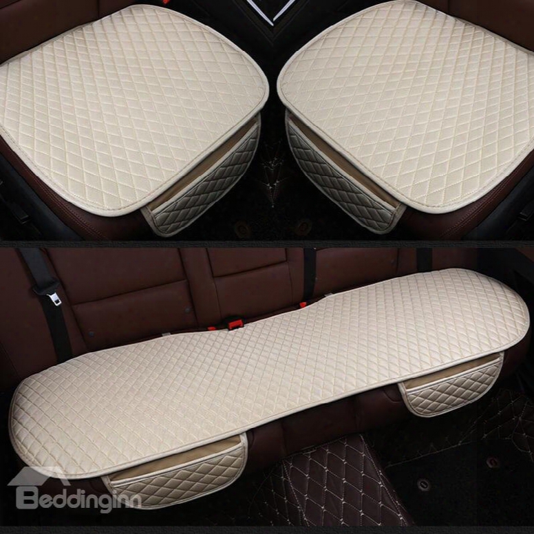 Four Seasons Diamond Design Durable Pet Material 3-pieces Set No Back Car Seat Mat