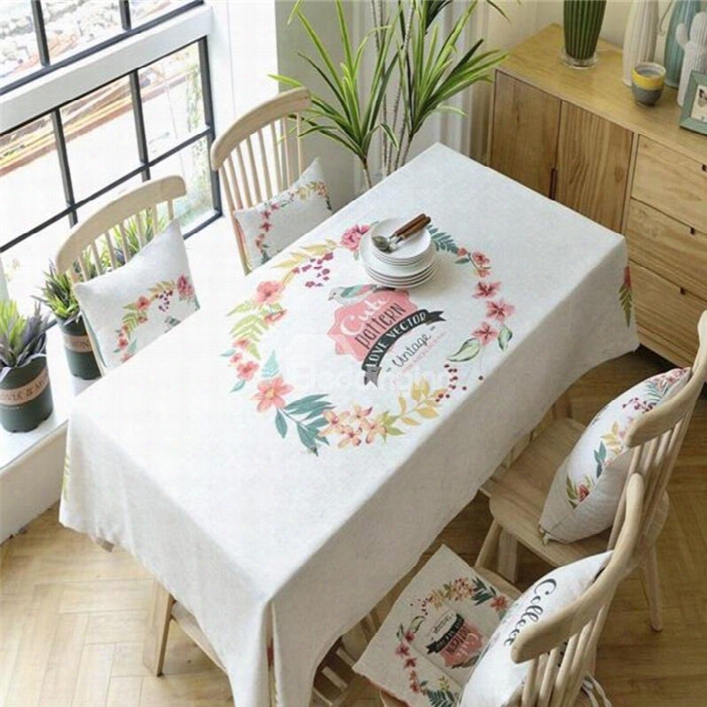 Fresh And Pastoral Floral Rings Printing High Quality Table Cover Cloth