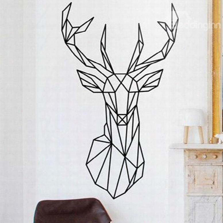 Geometric Deer Head Wall Sticker Modern Home Decor Vinyl Wall Art