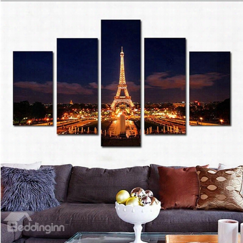 Golden Tower Hanging 5-piece Canvas Eco-friendly And Waterproof Non-framed Prints