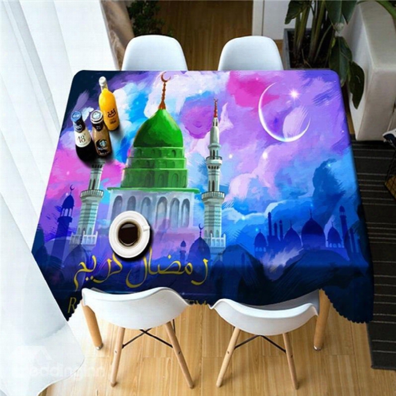 Grand Castles And Colorful Sky Thick Polyester Abstract Style 3d Home Table Cloth