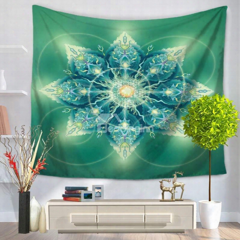 Green Leaves Mandala Pattern Exotic Style Decorative Hanging Wall Tapestry