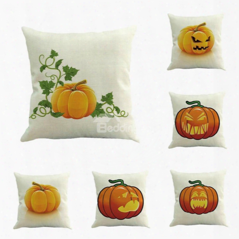 Halloween Festival Pumpkin Making Faces Decorative Square Throw Pillow