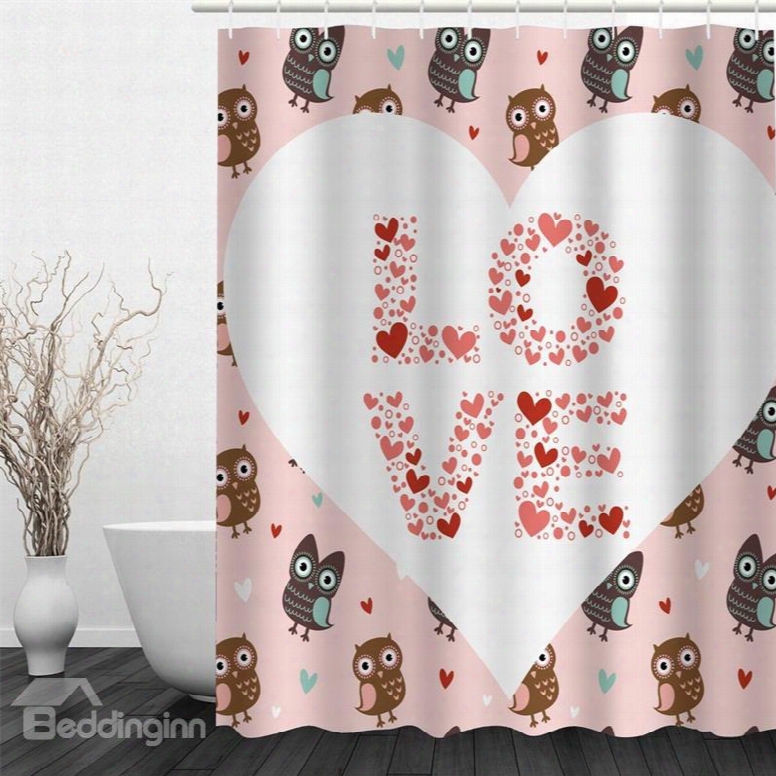 Heart-shaped Love Pattern Po Lyester Waterproof And Eco-friendly 3d Shower Curtain