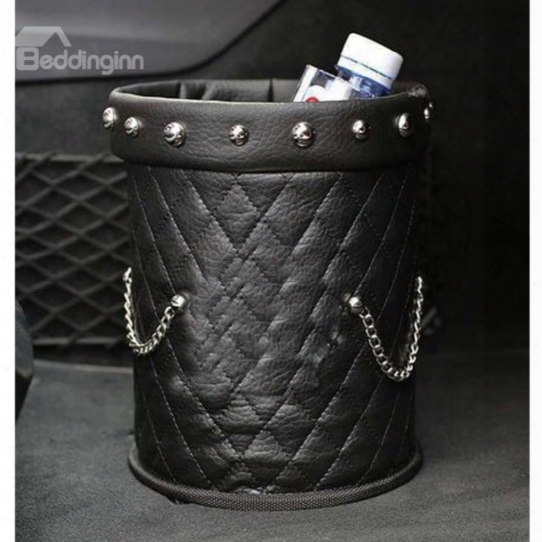 High Road Organizers Leakproof Luxurious Leather Car Trash Can