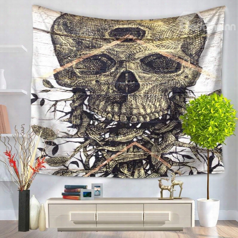 Horrible Skull With Branches Decorative Hanging Wall Tapestry