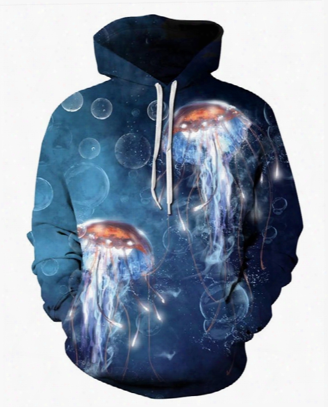 Jellyfish Sea World Long Sleeve 3d Pattern Hoodie