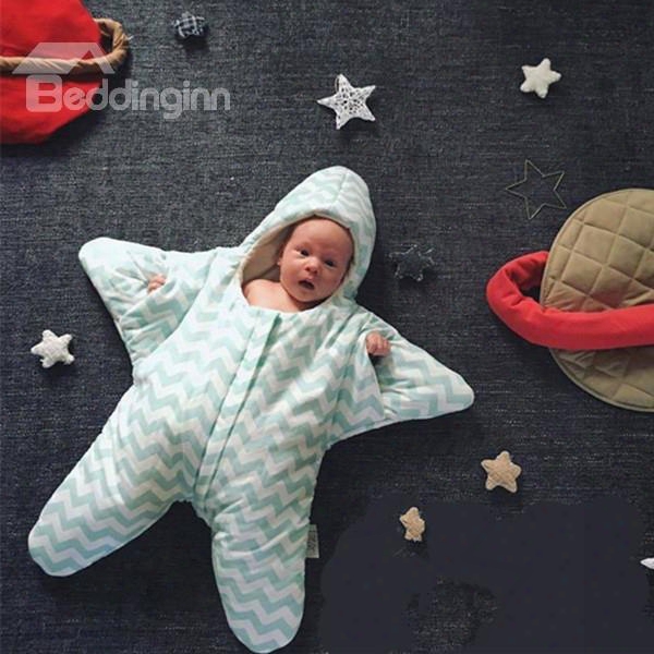 Lovely Little Star Shape Green Stripe Cotton Baby Sleeping Bag