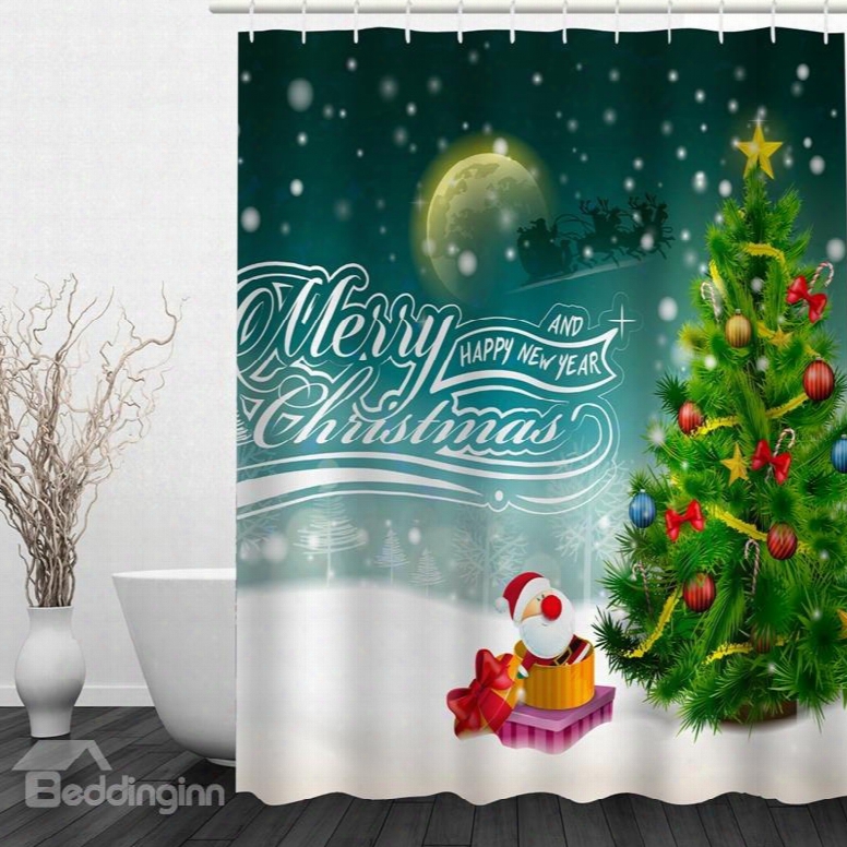 Lovely Merry Christmas Printing Bathroom 3d Shower Curtain