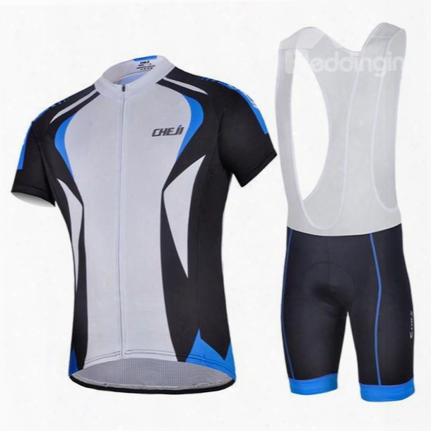 Male Streamline Breathable Short Sleeve Jersey With Full Zipper Quick-dry Cycling Bib Suit
