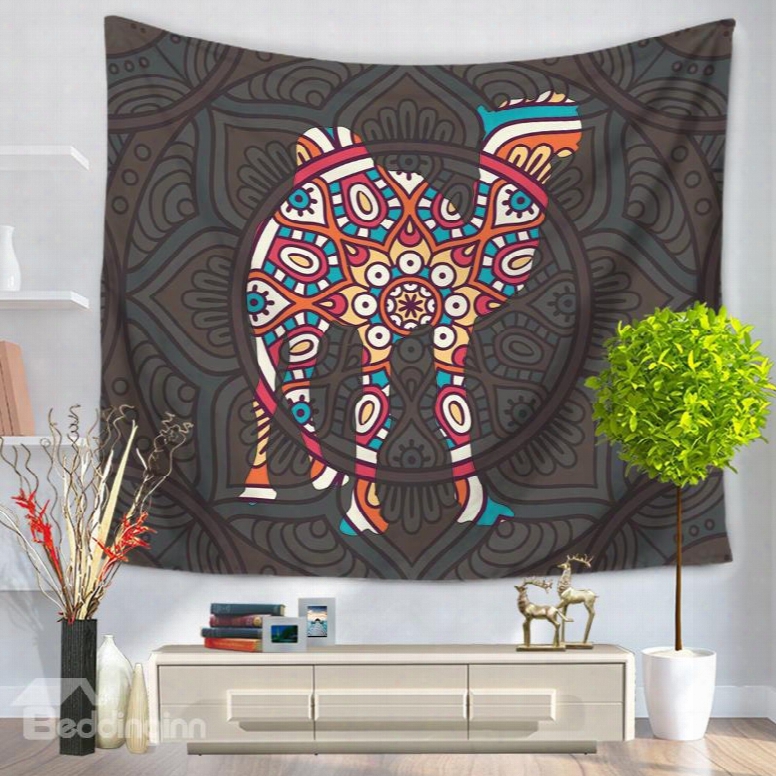 Mandala With Camel Pattern Exotic Style Decorative Hanging Wall Tapestry