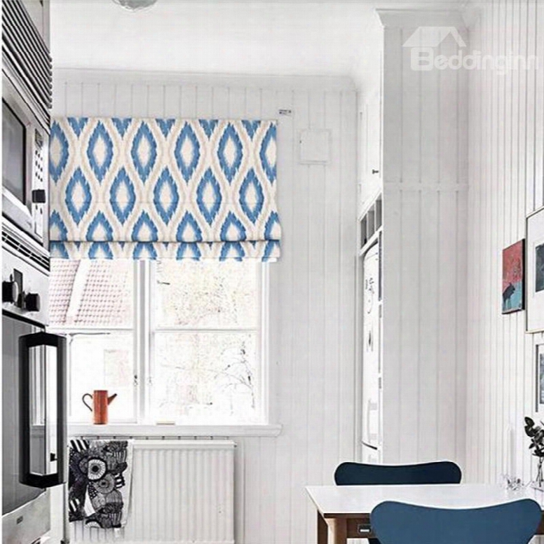 Modern And Fresh Style Geometry Patterns Printing Decorative Window Curtain Roman Shade