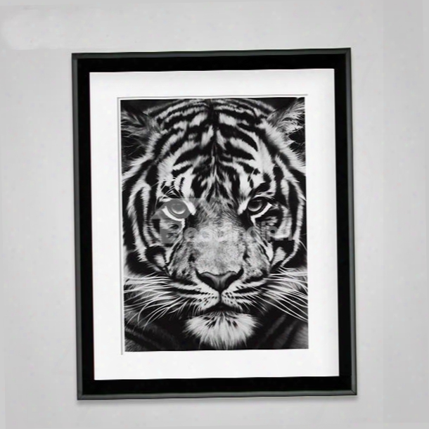 Modern Creative Lack Tiger Head Pattern Wall Art Print