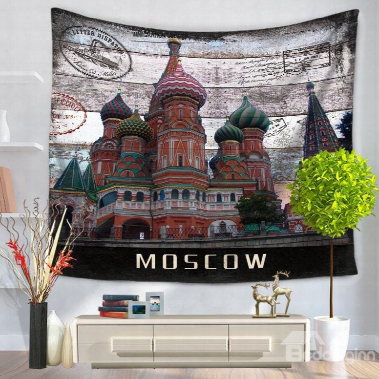 Moscow Postcard St. Basil€™s Imitate Vintage Style Decorative Hanging Wall Tapestry
