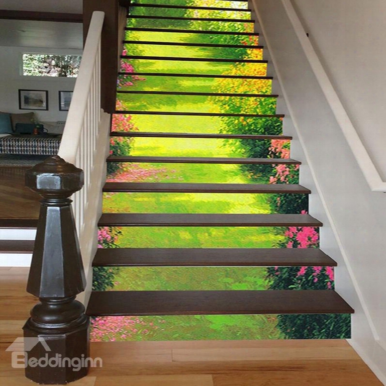 Natural Country Style Garden Scenery Decorative Waterproof 3d Stair Step Stickers