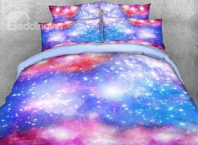 Onlwe 3d Dreamy Galaxy Printed Cotton 4-piece Bedding Sets/duvet Covers