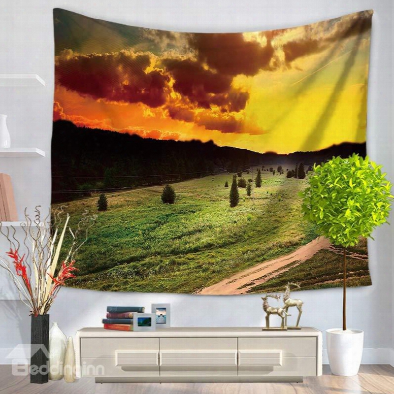 Overlooked Mountain And Sunrise Landscape Decorative Hanging Wall Tapestry