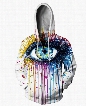 3D Print Colorful Big Eyes Pockets Zipper Hoodies