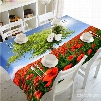 A Green Trees in the sea of Red Peonies Pastoral Style Polyester Table Cover