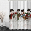 Cute Snowman Band Printing Christmas Theme Bathroom 3D Shower Curtain