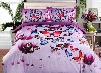 Onlwe 3D Colorful Butterflies and Purple Flower Printed 4-Piece Bedding Sets/Duvet Covers