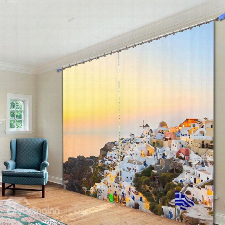Quiwt Country View With Blue Sky Printing 3d Curtain