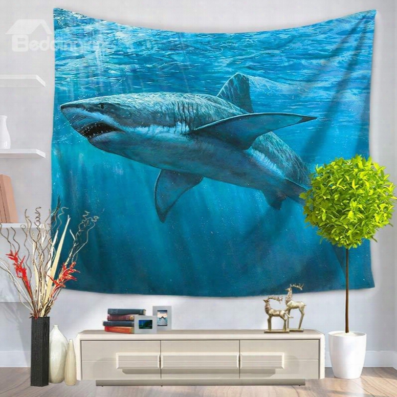 Shark Swimming Under Ocean World Decorative Hanging Wall Tapestry