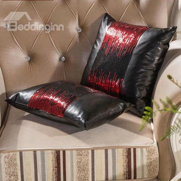 Shining Pu Leather Material Ornamental Throw Pillow