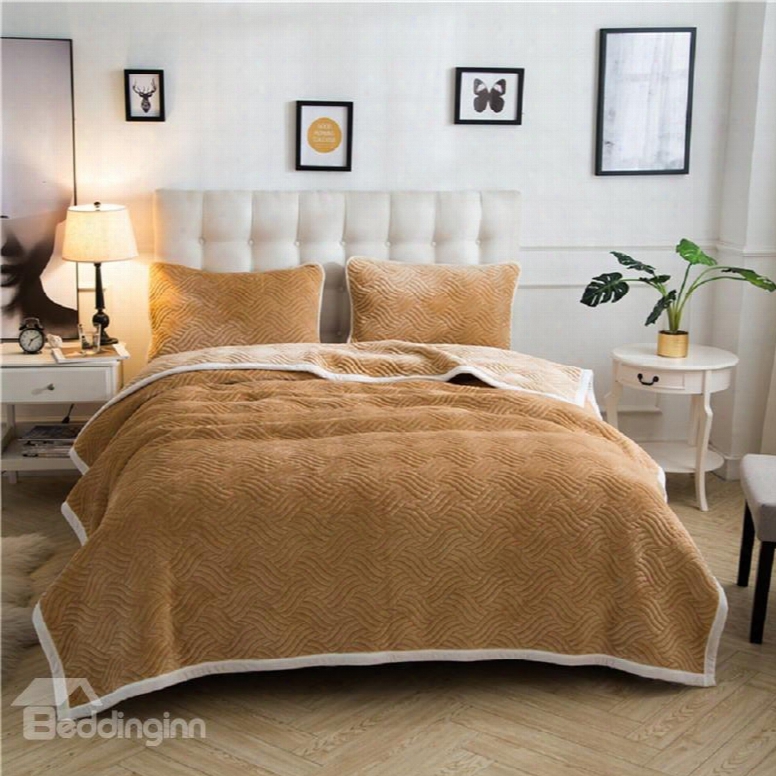 Solid Camel Knot Pattern Super Warm Fluffy Thick Bed Blanket