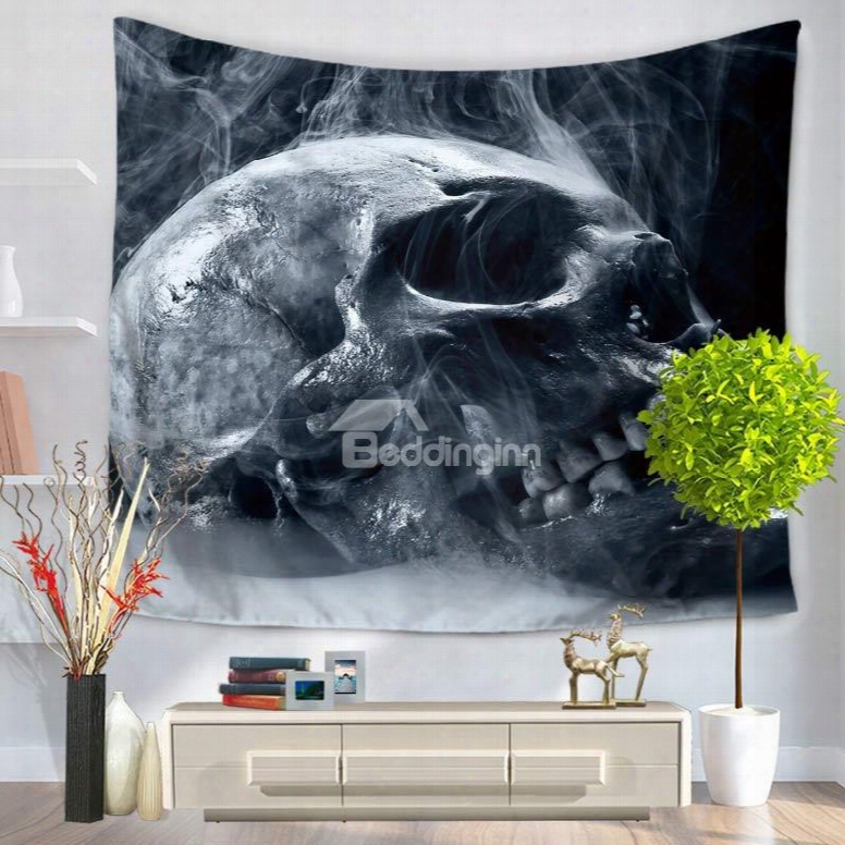 Terrifying Skull And Smog Gre Decorative Hanging Wall Tapestry