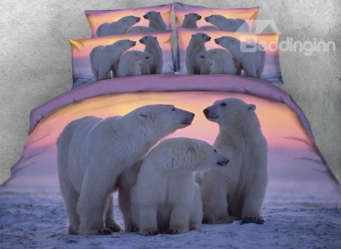 The Polar Bear Famliy Print 5-piece Comforter Sets
