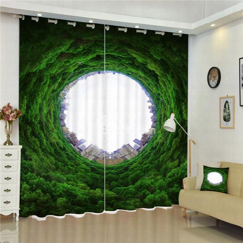 Thick And Fresh Trees With Huge Hole 3d Decorative And Blackout Room Curtain