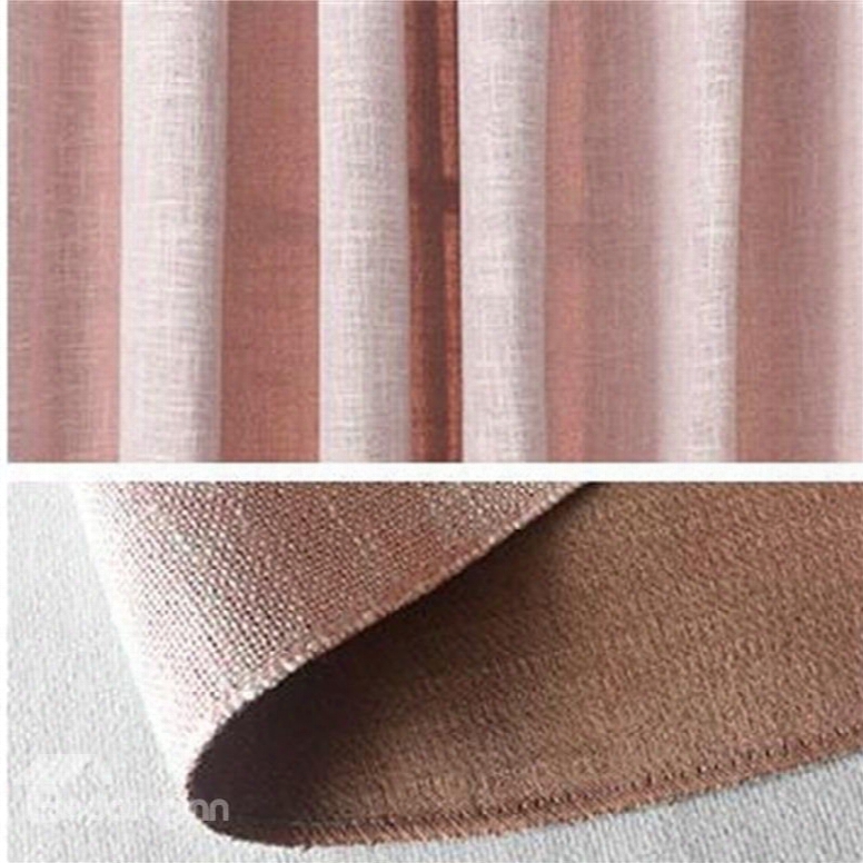 Thick Polyester Pink Solid Curtain Modern And Sweet Style 2 Panels Blackout Curtain