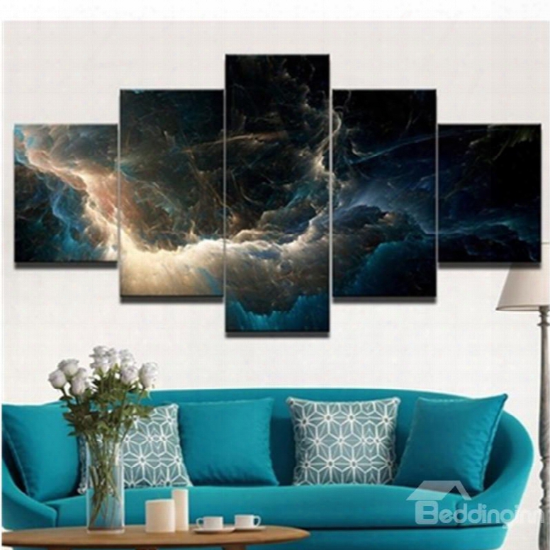 Thunder And Crowded Clouds Hanging 5-piece Canvas Eco-friendly And Waterproof Non-frmaed Prints