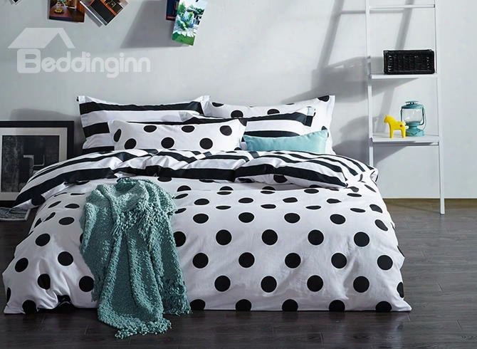 Unique Polka Dot Print 4-piece Duvet Cover Sets