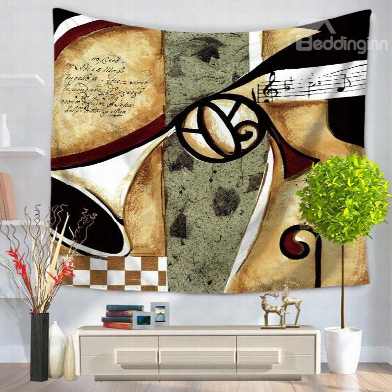 Violin Musical Instruments With Score Vintage Style Decorative Hanging Wall Tapestry
