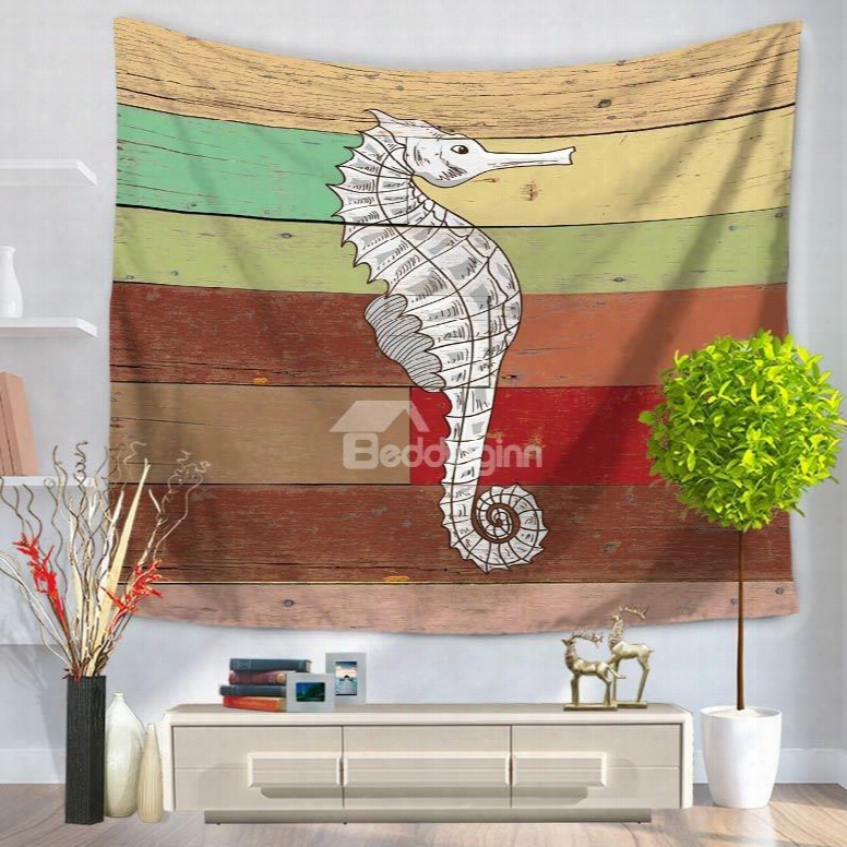 White Crocodile Pattern Colorful Stripes Rustic Style Decorative Hanging Wall Tpestry