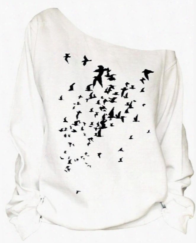 Women's 3d Print Long Sleeve Bird Pullover Fleece Hoodie